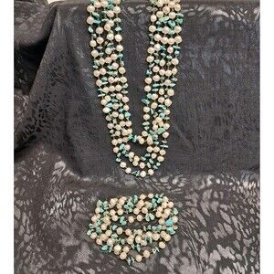 Garold C Miller GCM Multi Strand Faux Pearl Turquoise Bead Necklace & Bracelets